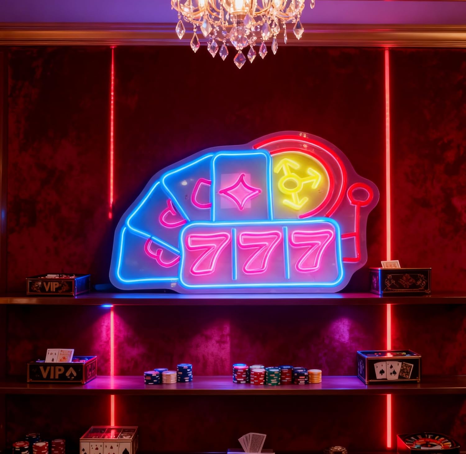 777 Casino Neon Sign, Lucky Angel Number Slot Machine Led Light, USB Powered Dimmable Decorative Neon Light for Home Game Room Man Cave Bar Poker Club Casino Theme Party Decor 16.5 x 12.2 In - Image 5