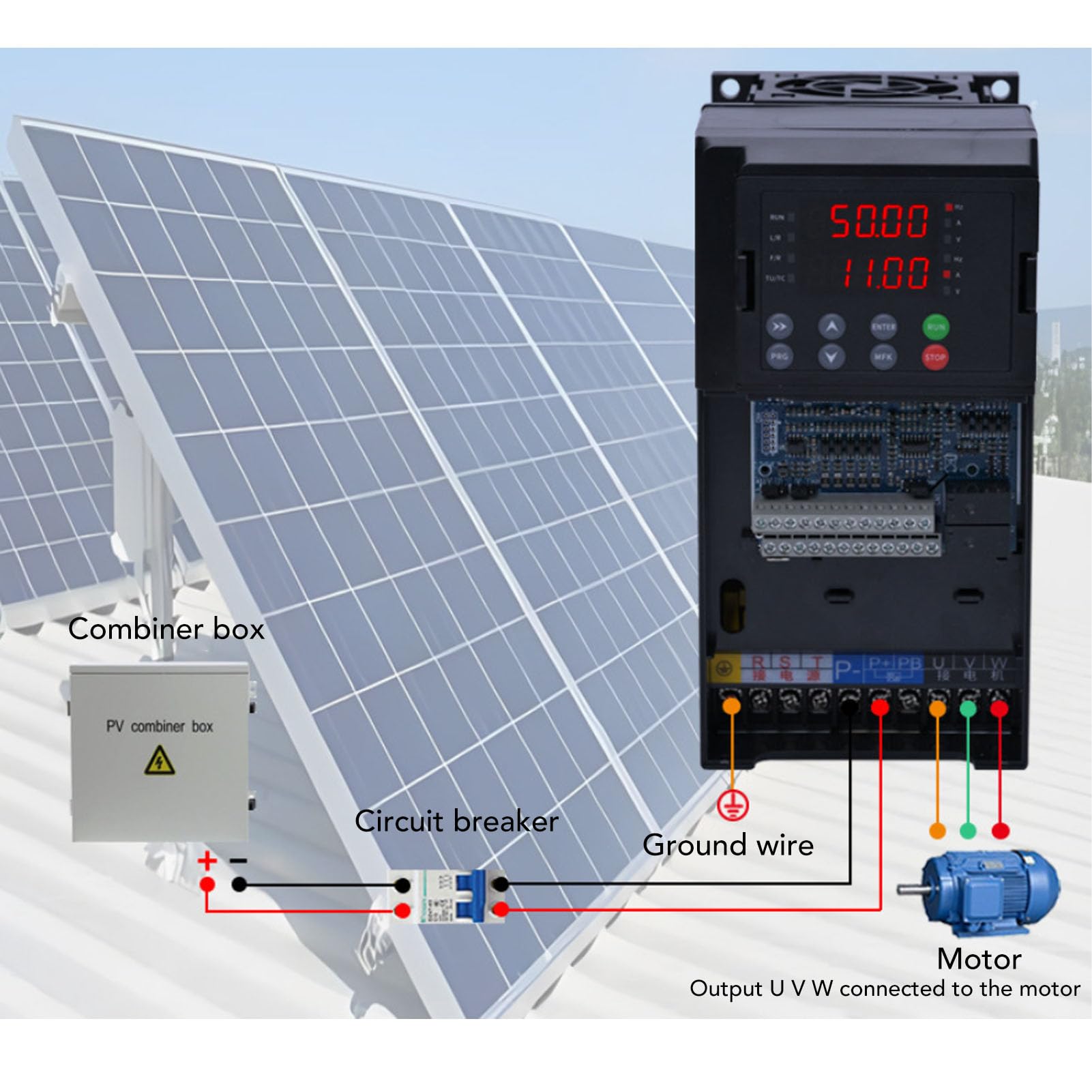 Generic de Enfriamiento Eficiente con Variador de Frecuencia Solar para Motor de 0,75 KW, Convertidor de Frecuencia Trifásico para Bomba de Agua Solar, ABS Retardante de Llama