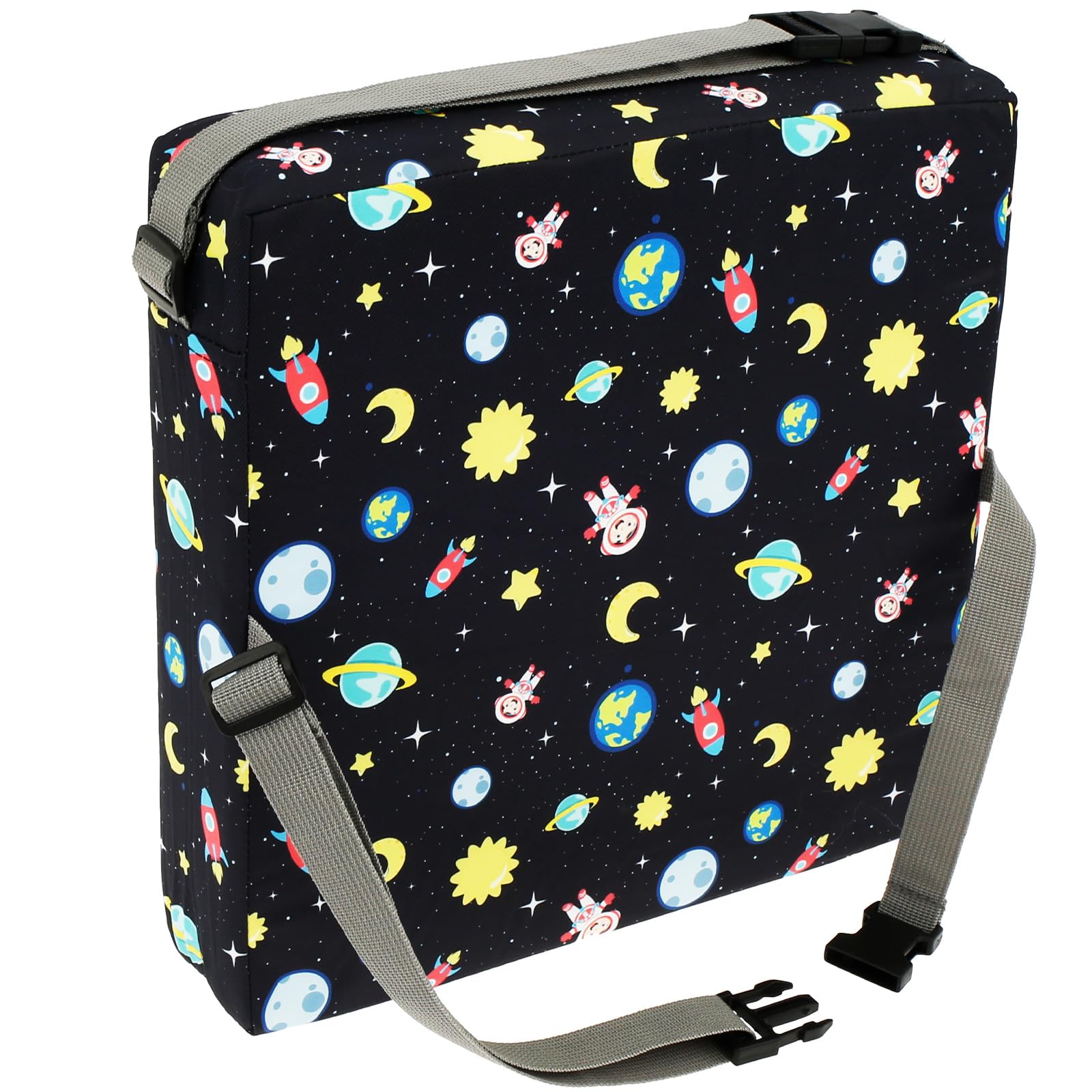 HAIJED Booster Seat Dining Chair, Non Slip Booster Seat Cushion with Adjustable Safety Belt and Fastening Strap, Splashproof Cartoon Table Booster Seat for Toddlers Home Travel(Miaomi Starry Sky)