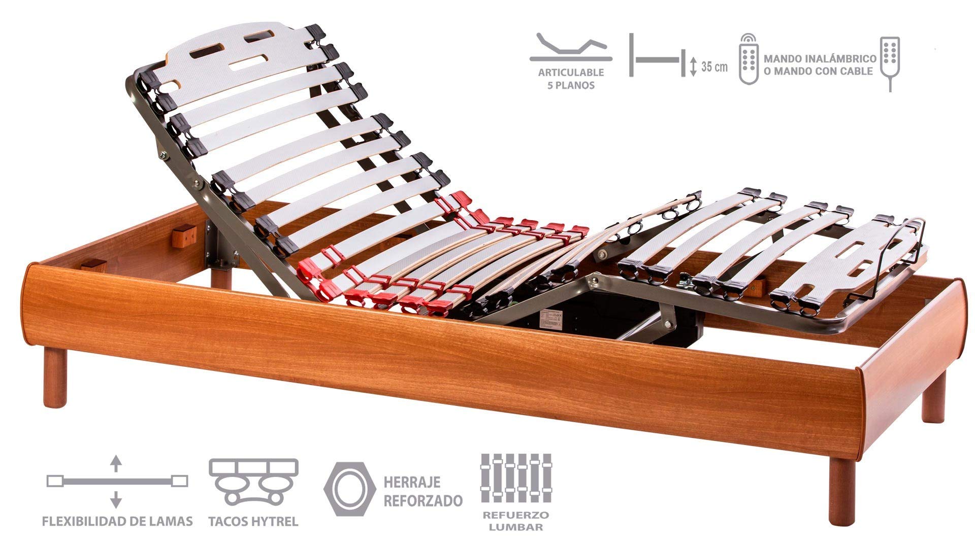 ekamia - Nix Cama Articulada Eléctrica para el Mejor Descanso - 105cm x 190cm, Mando con Cable