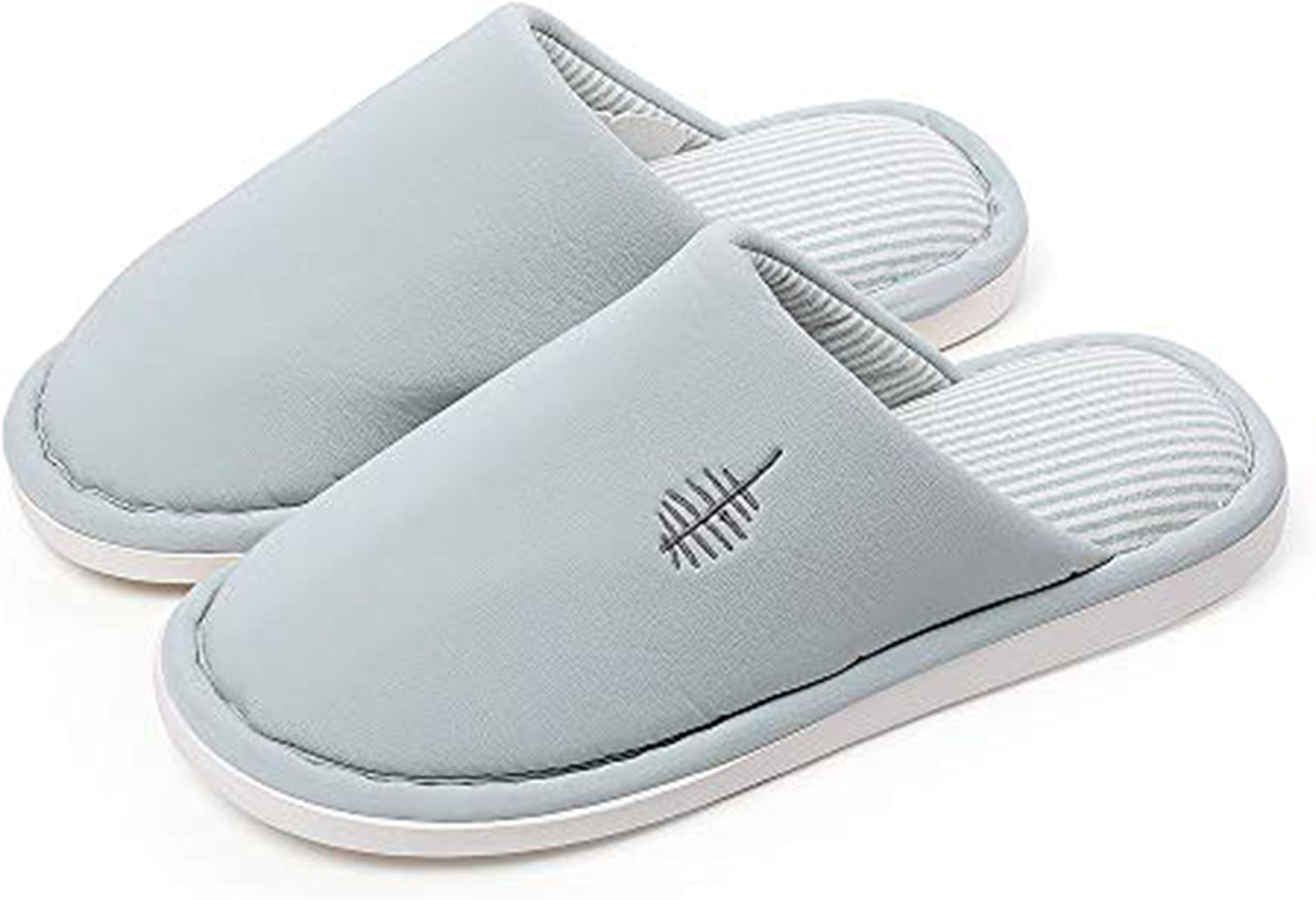 posee Mousse Super Comfy Indoor Slippers for Women and Men-Light Gray, Non-Slip House Shoe Dirt & Stain Resistant, Indoor Shoe Bouncing Foam and Cute Nordic Embroidery, US Women Size 7