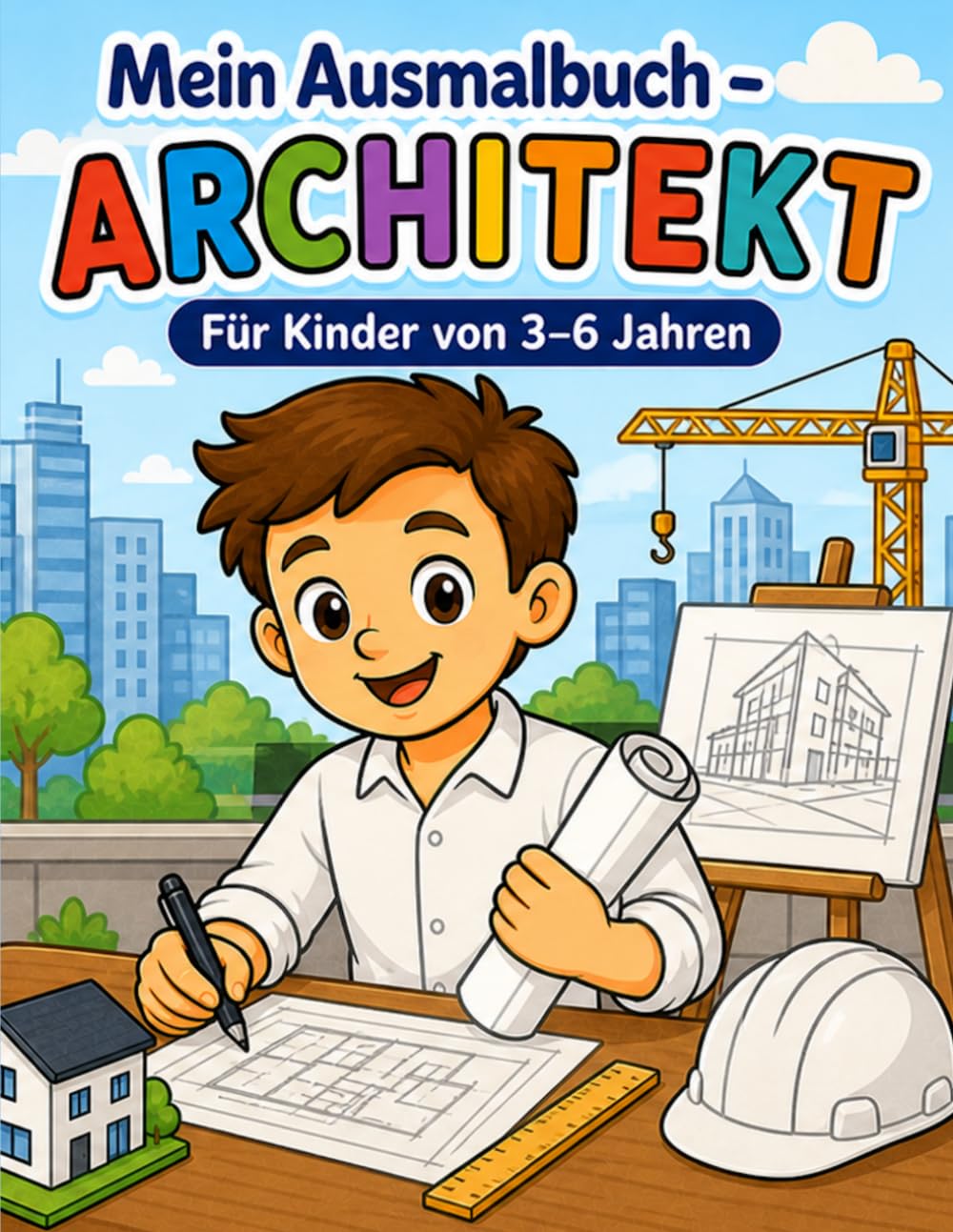 Mein Ausmalbuch - Architekt: Für Kinder von 3-6 Jahren | Kreativer Malspaß rund um Architektur, Häuser, Baupläne und Baustellen | Berufe spielerisch ... geeignet (Mein Ausmalbuch - Berufe entdecken)