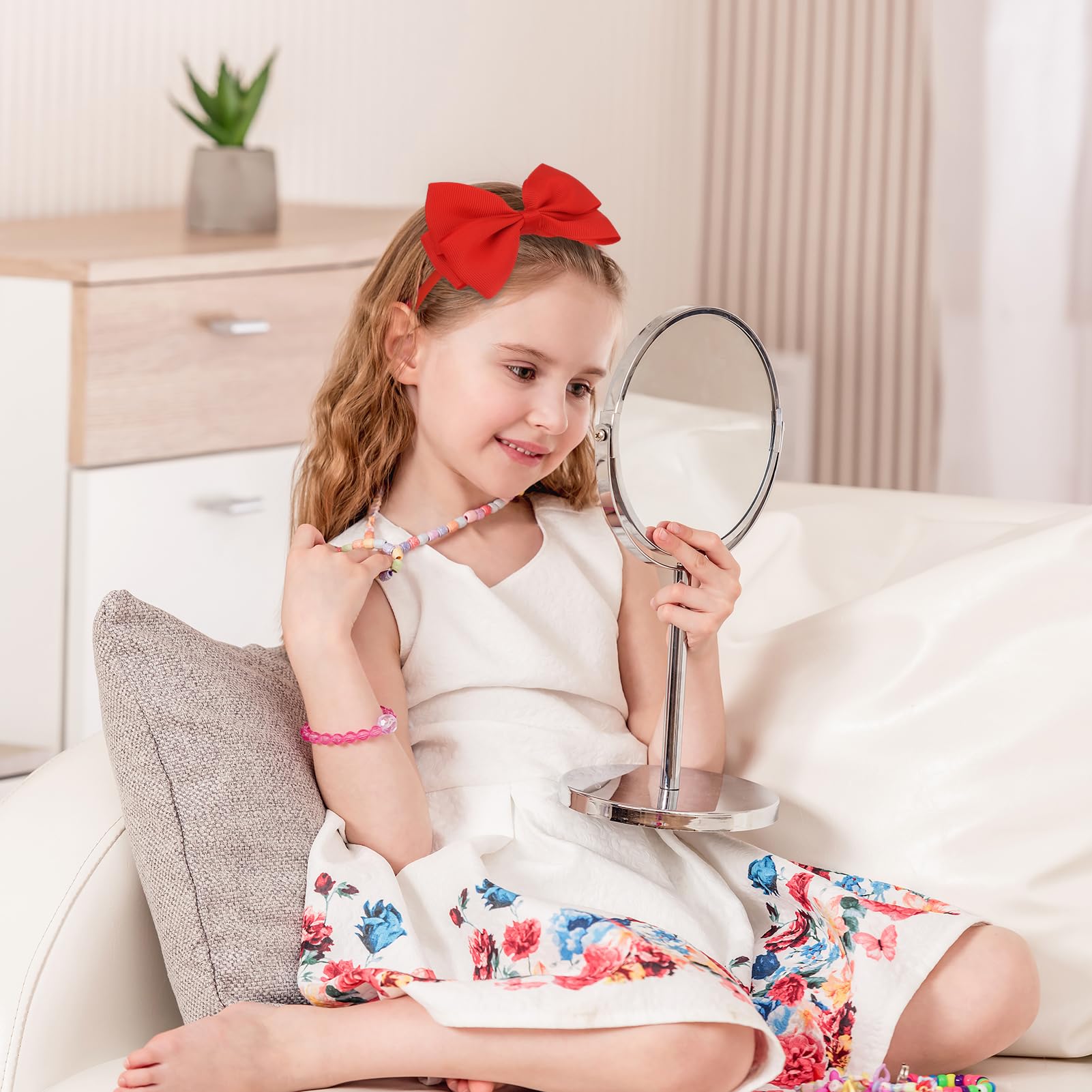 Kit Accessori Per Capelli Rosso Scuola Per Ragazze - 48 Pezzi: Fermagli, Fiocchi, Fasette E Elastici - Regalo Compleanno