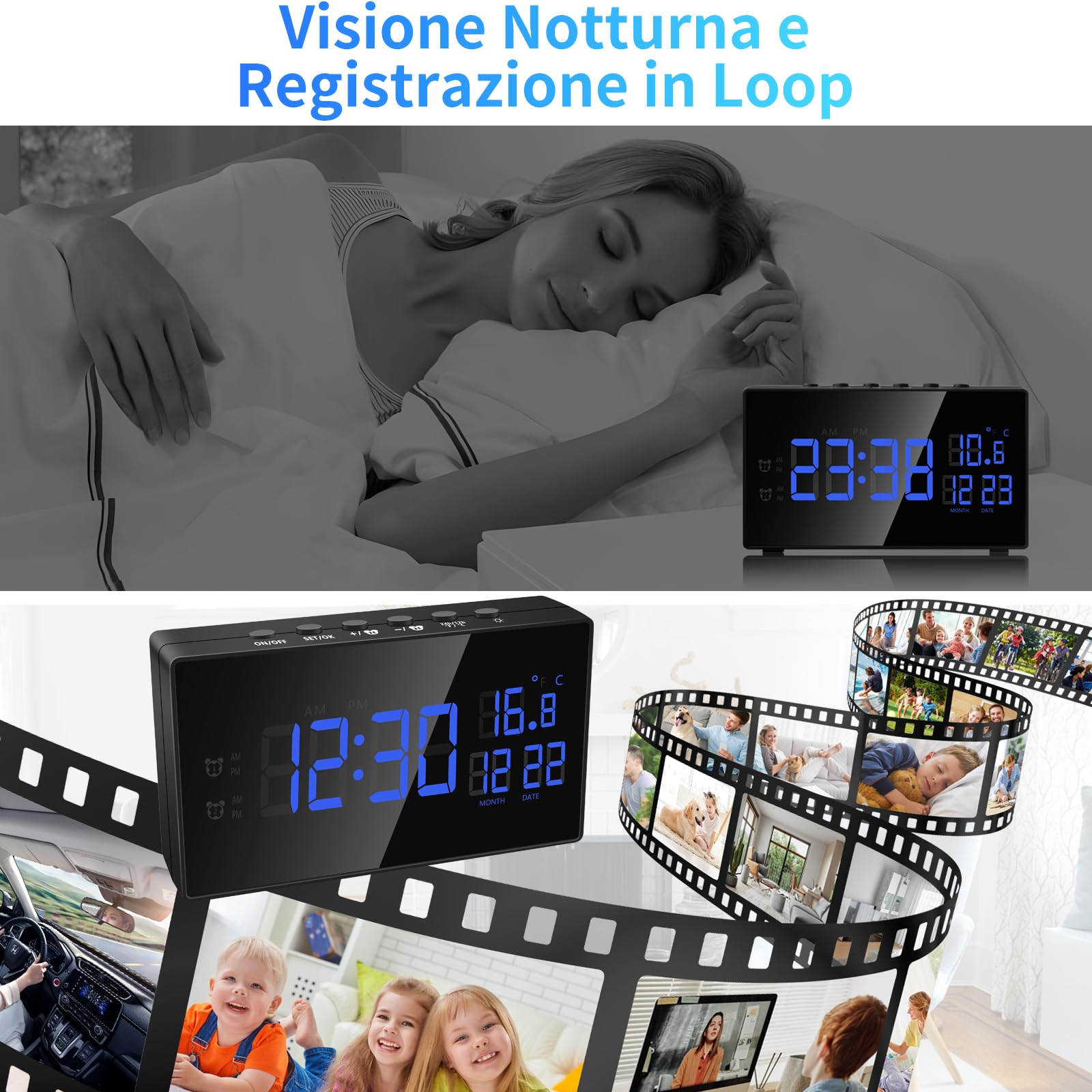 Telecamera Spia WiFi 2.4/5G, HD 1080P Telecamera Nascosta | Mini Telecamera Spia Nascosta con Visione Notturna, Rilevamento del Movimento, Wi-Fi, APP Vista a Distanza