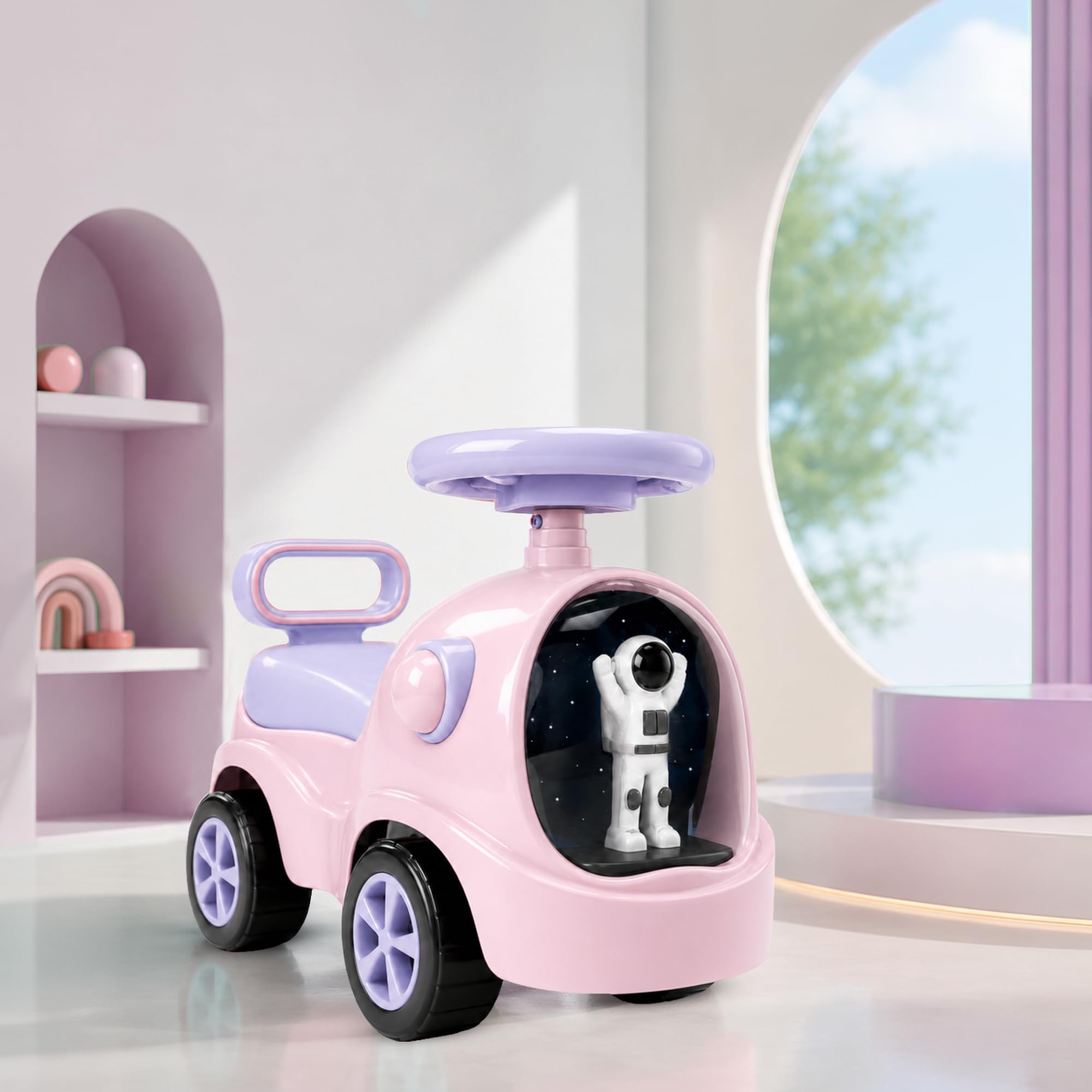 Cockatoo-Kids Baby Bunny Swing Car for Kids Ride-On Magic Car with LED Lights & Music Push & Glide Toy for Toddlers with Backrest Seat & Big Wheel Push Car for Ages 1-3 Pink & Purple Up to 25 Kg-image-26