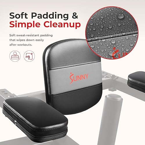 Miniatura 5 de Sunny Health & Fitness Power Cage Squat Rack Upgrade Attachments, Dip Bar, Plate Bar Holder, Belt Squat, J Hook, Lat, Adapter, U Ring, Pull Up Bar,