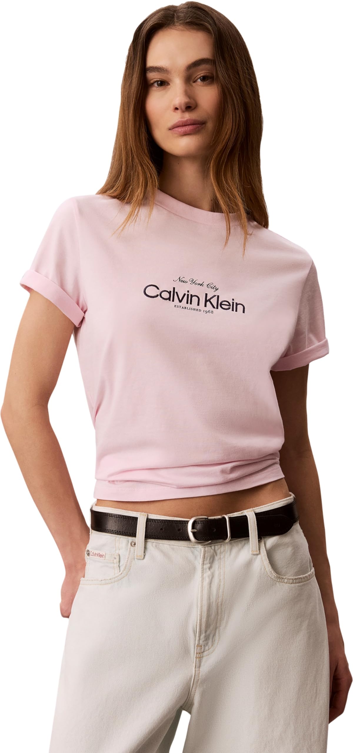 Calvin Klein Women's Ss Classic Ck NYC Logo Tee LV047F810G Graphic Tees, Multi, M