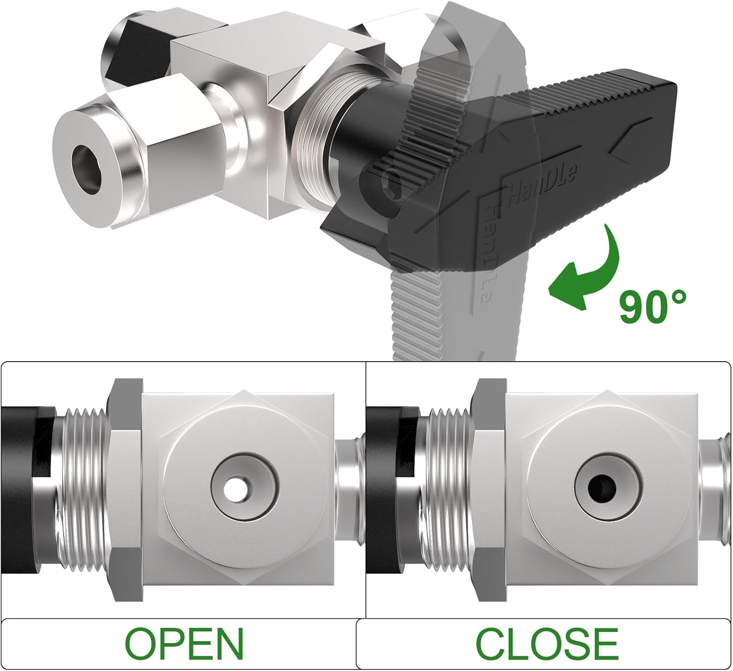 TAISHER 1PCS 304 Stainless Steel 3 Way Compression Tube Valve, 1/4" Tube OD