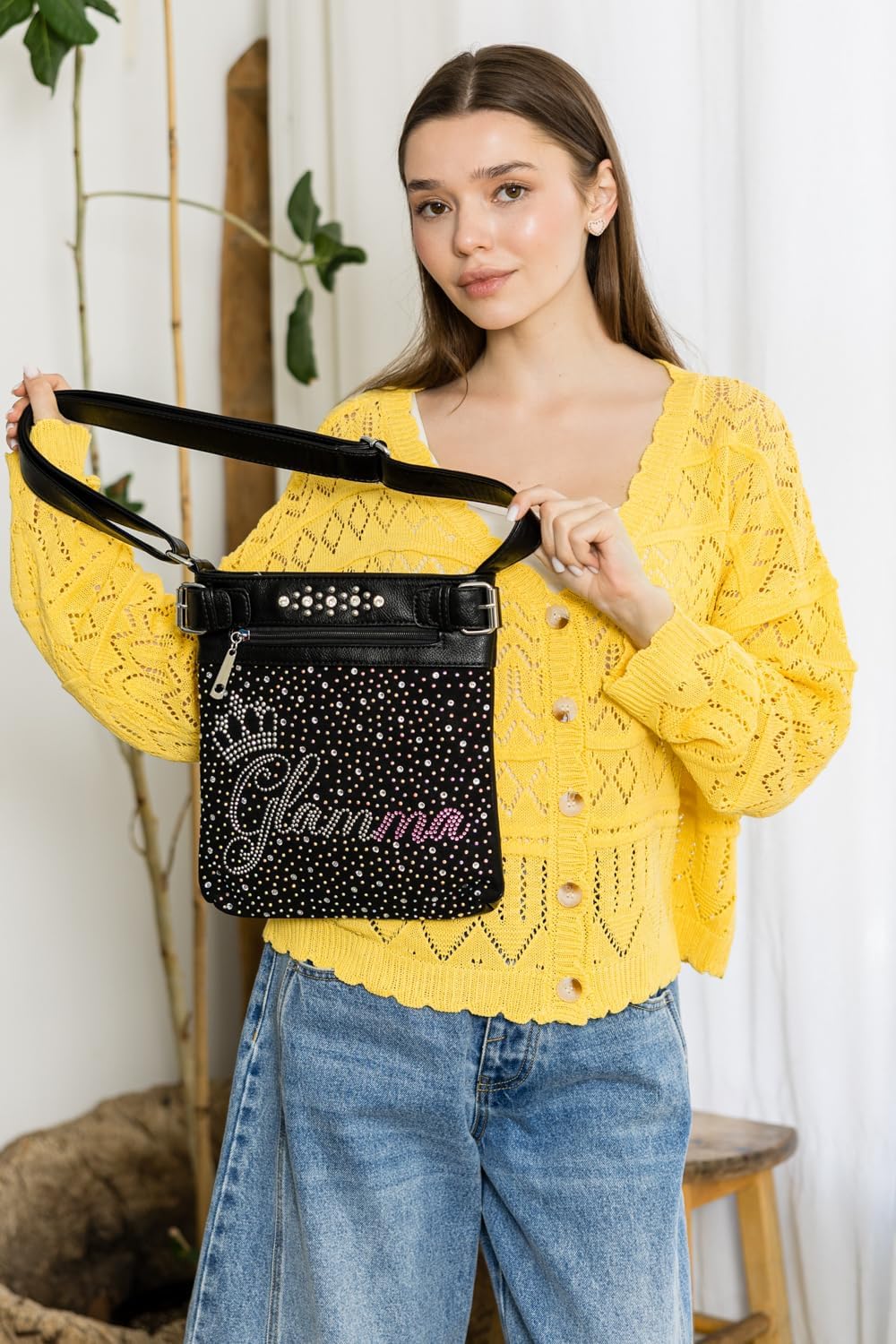HANDBAG EXPRESS Sparkling Rhinestone Design Crossbody Sling | Teardrop Design