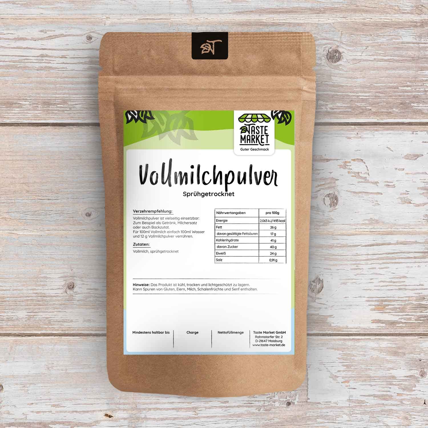 Vollmilchpulver 2 kg | 26% Fett | Trockenmilch sprühgetrocknet | Milchpulver Vollmilch | Ideal für Reisen & Notfallreserve