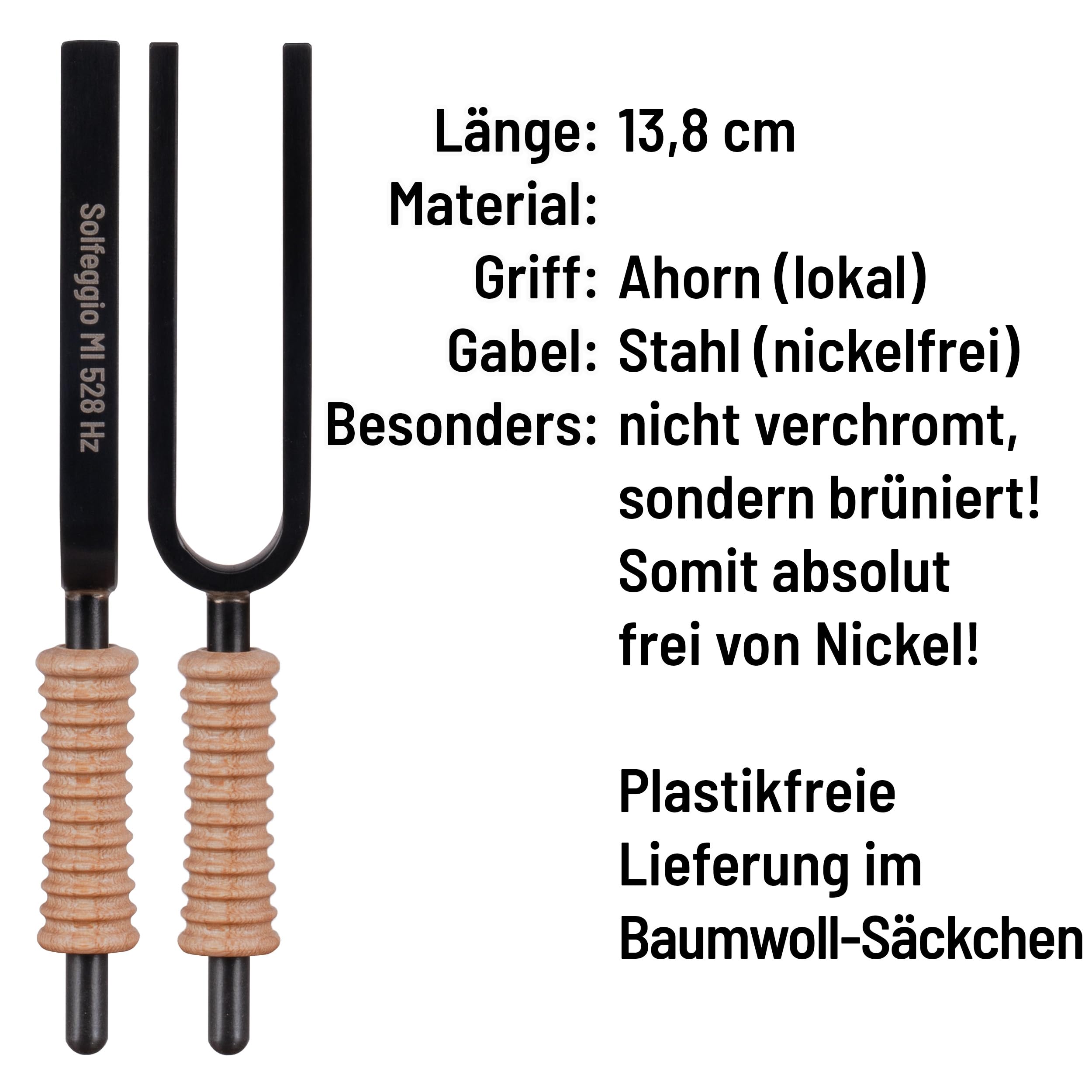 Schlagwerk Einklang - Solfeggio Stimmgabel MI 528 Hz – exakte Frequenz, nickelfrei, aus brüniertem Stahl – Made in Germany – Klangtherapie & Energiearbeit