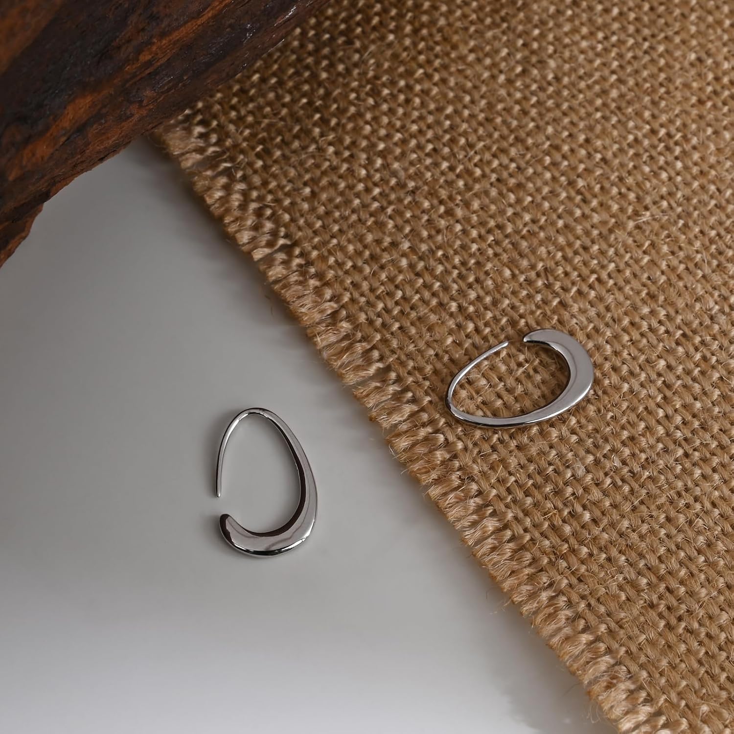 Tiny Pull Through Earrings Small Teardrop Hoop Earrings 925 Sterling Silver Drop Dangle Earrings for Women Trendy -Silver & Gold - Image 4