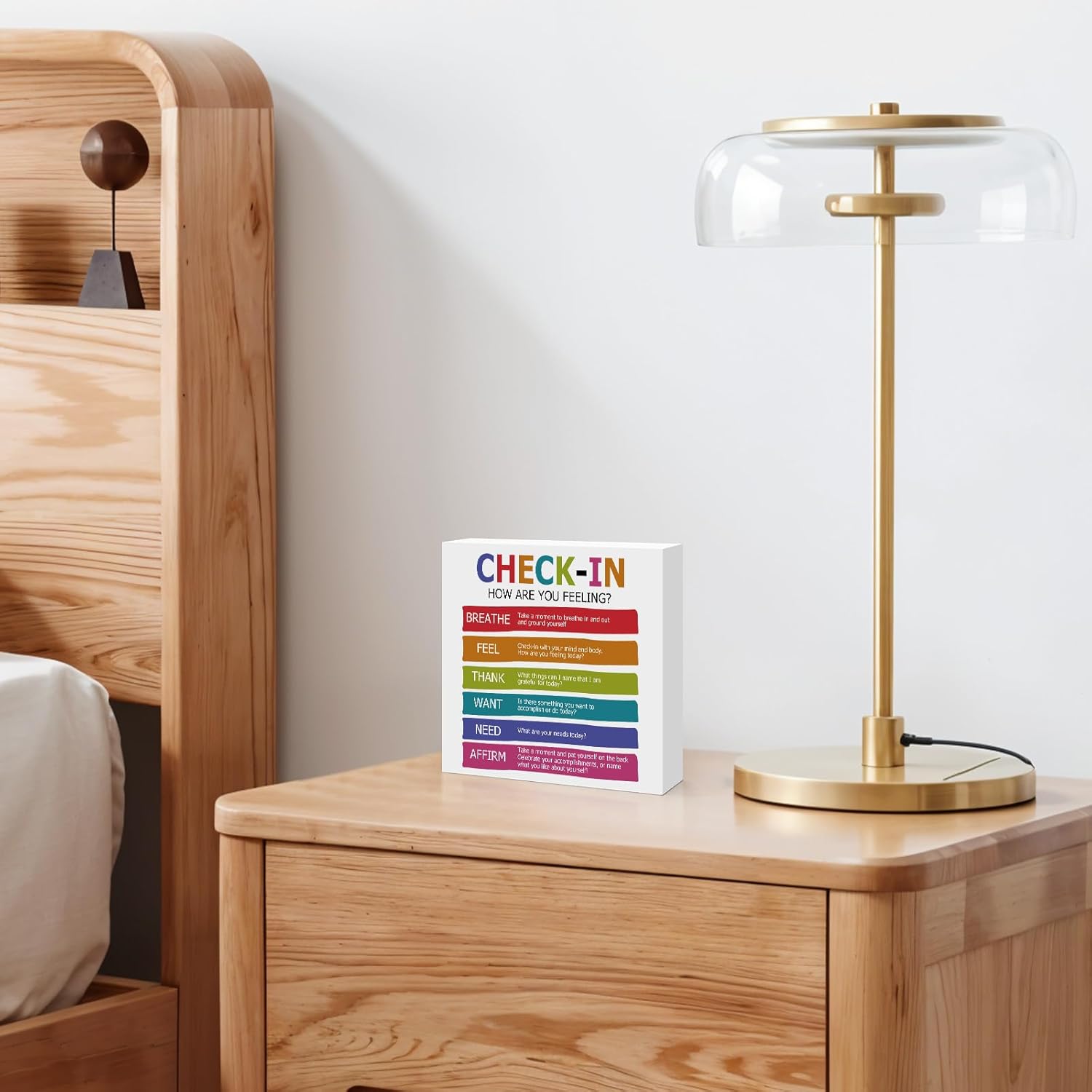 Mental Health Office Decor Self Care Sign Check In Wooden Block Sign Therapist Office Desk Decor Sign Table Decorations Sign for Bedroom Living Room - Image 6