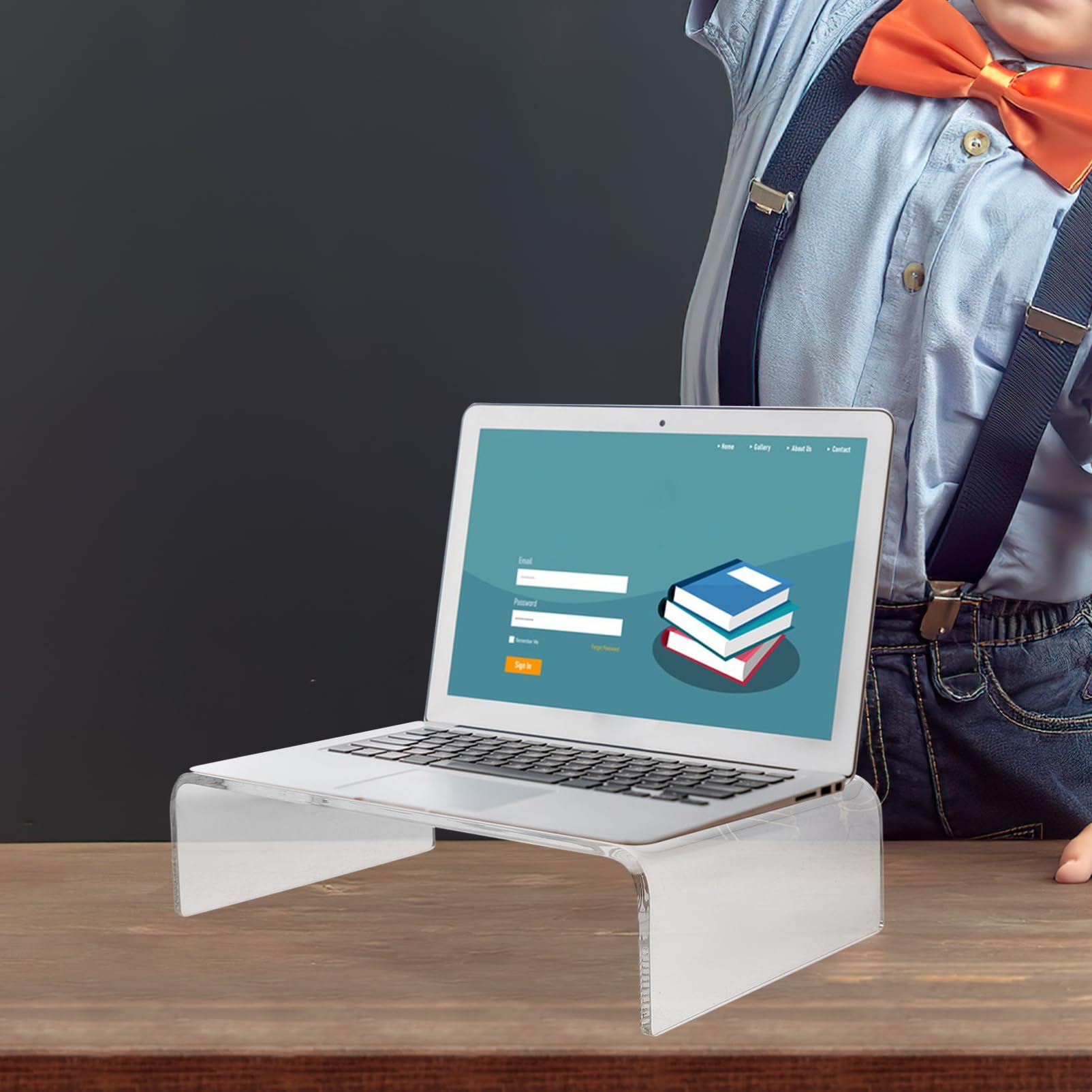 HOMSFOU Supporto per Monitor in Acrilico Trasparente per Computer da Scrivania Aumento Altezza Display e Spazio per Tastiera e Mouse