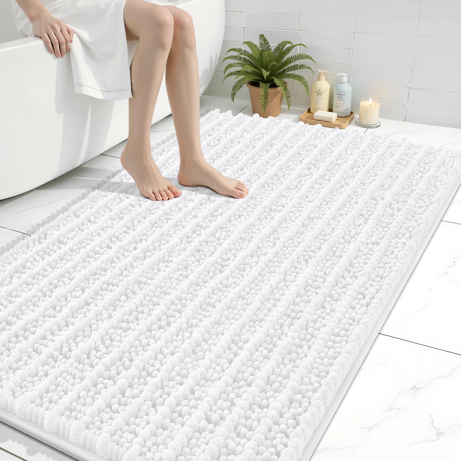 Arotive Bathroom Rugs Mat 47x32, Soft Absorbent Chenille Shaggy Bath Mat