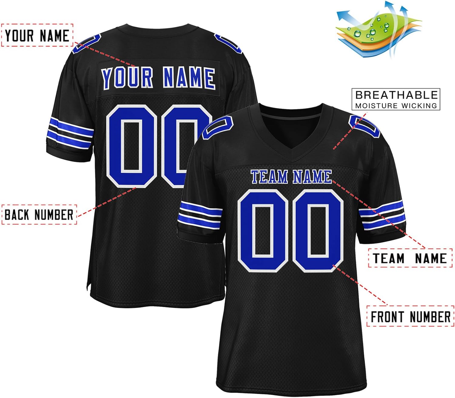 Miniatura 2 de Camiseta de fútbol personalizada con costura y número del equipo para hombres, mujeres y jóvenes