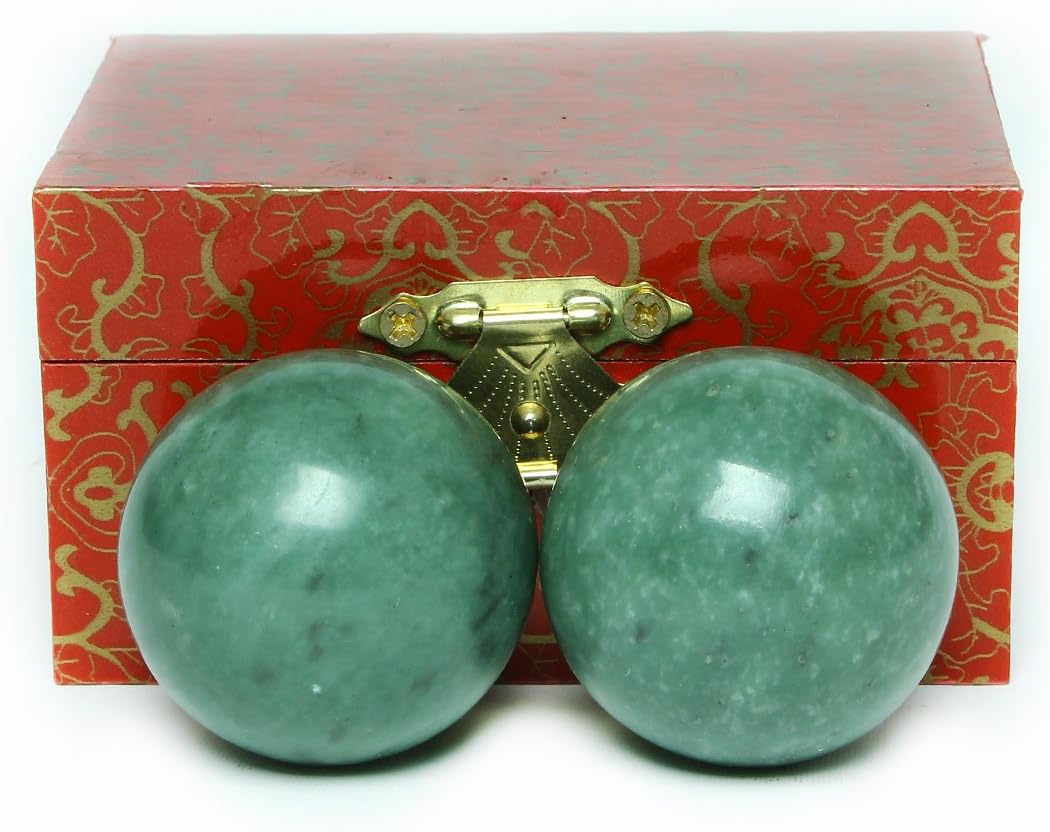 BRABUD 1.57" Marble Green Baoding Balls Chinese Health Exercise Massage Balls Stress Relieve Hand Exercise BS023
