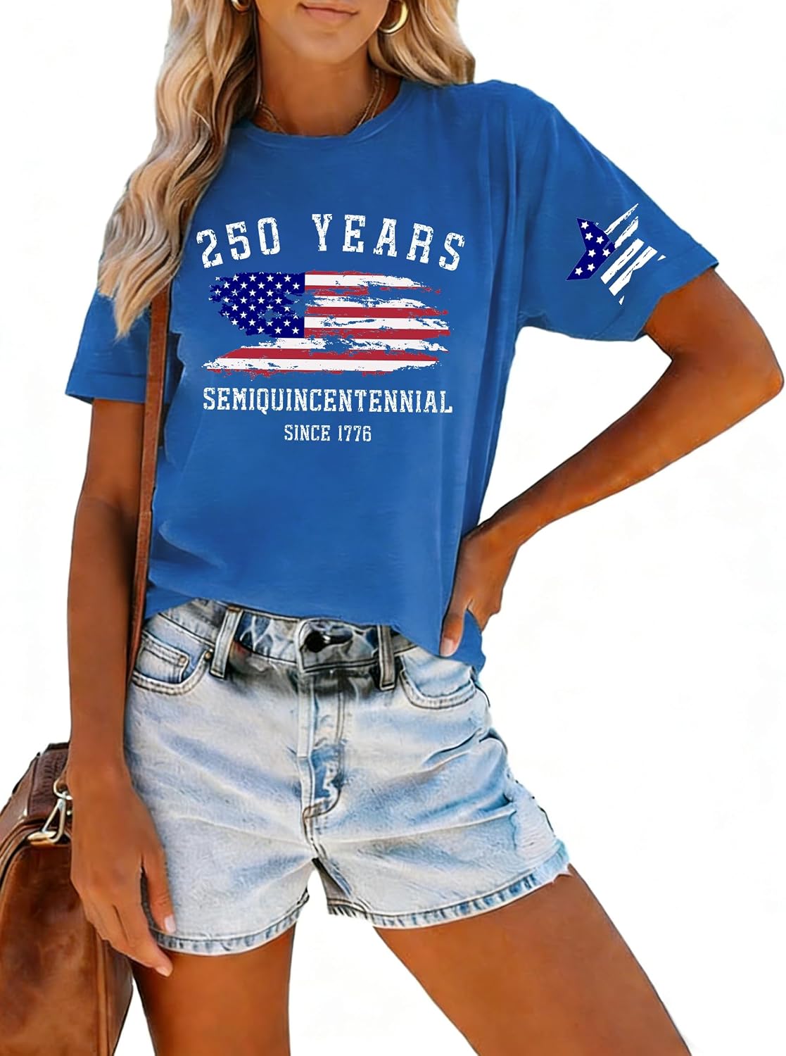 Women's 4th of July Shirt Patriotic American Flag T-Shirt Cute Independence Day Star Stripes Tee Top Casual Summer Outfits