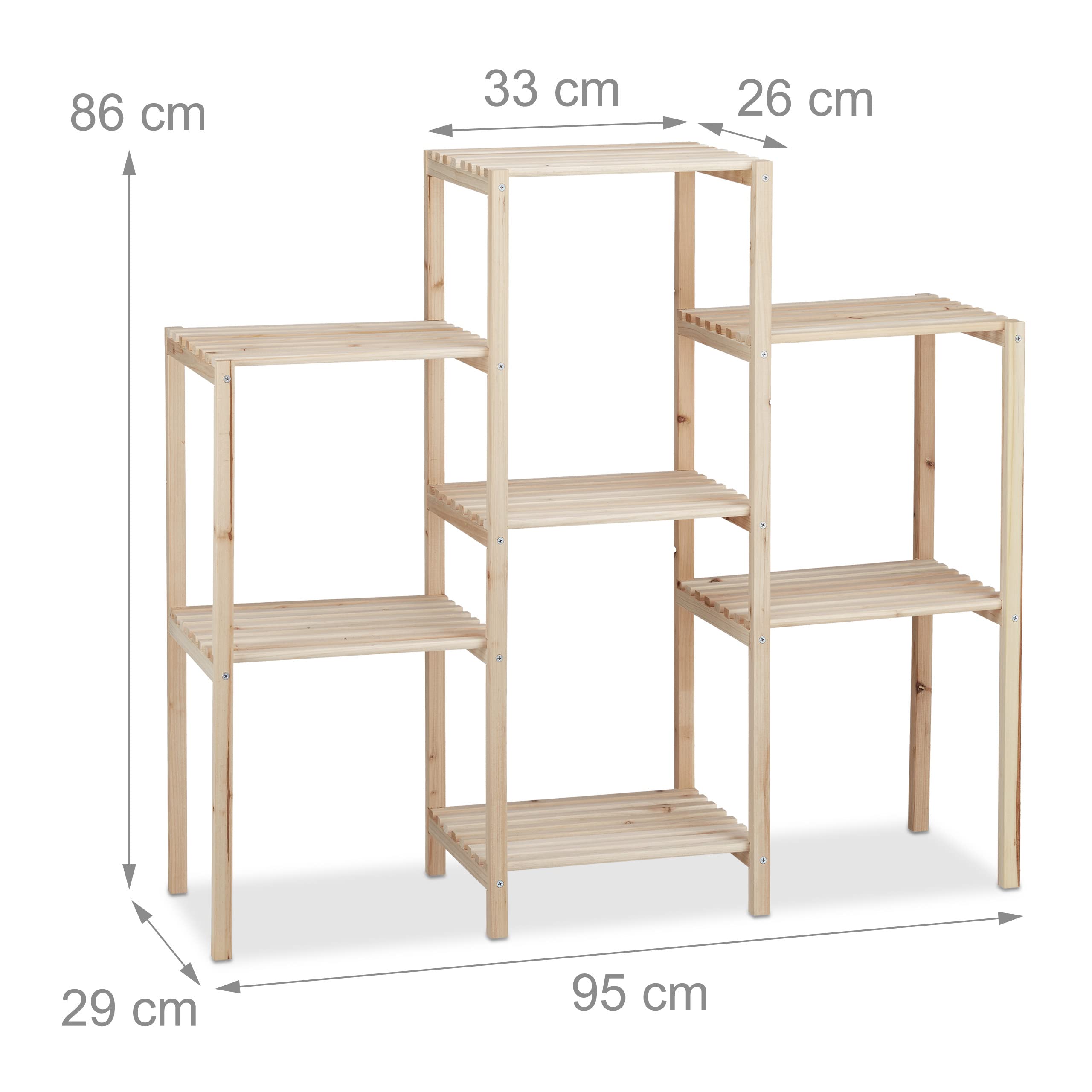 Scaffale Per Fiori, 86 X 95 X 29 Cm, Per Piante Decorativo Portafiori Da Interni Da Terra Marrone Chiaro Relaxdays 84799365