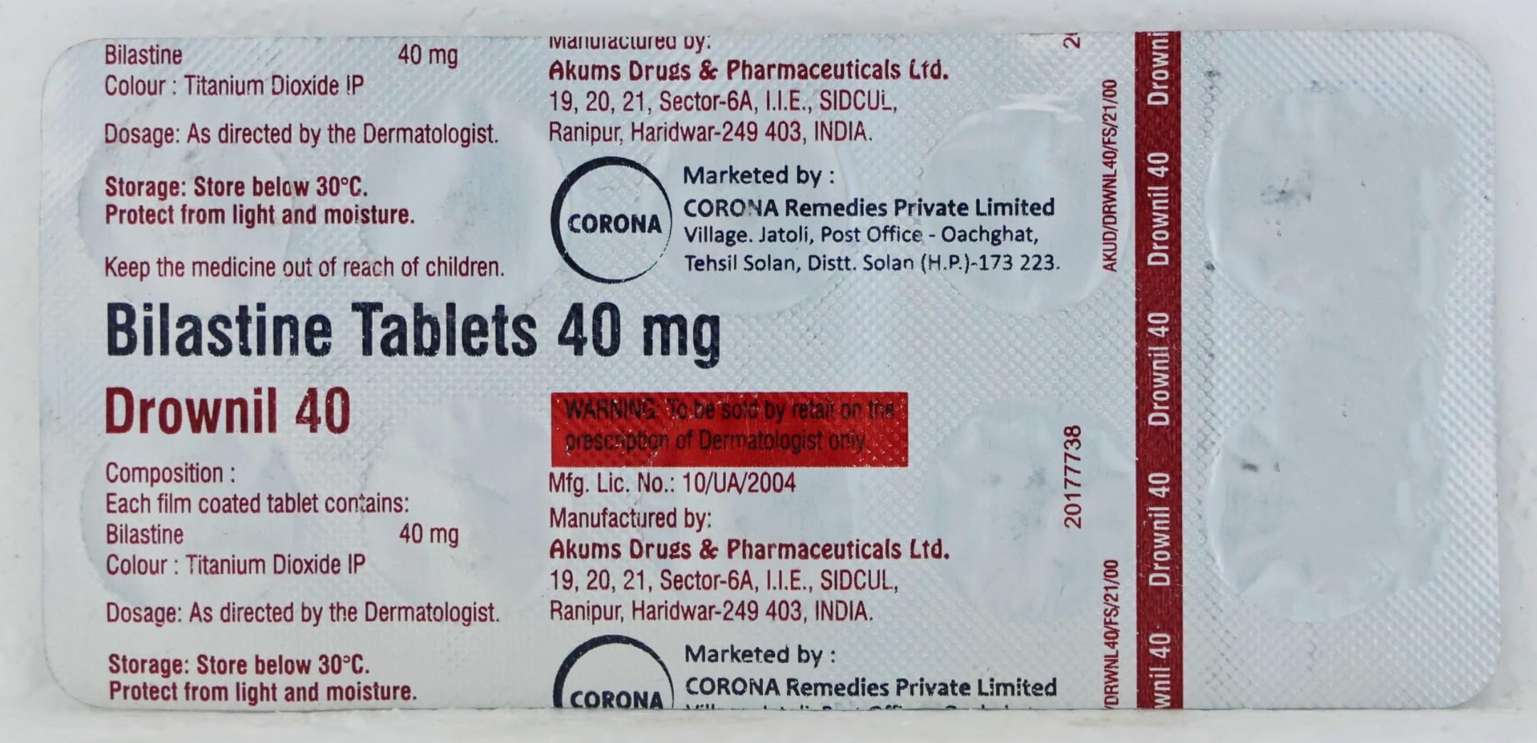 Drownil 40 - Strip of 10 Tablets