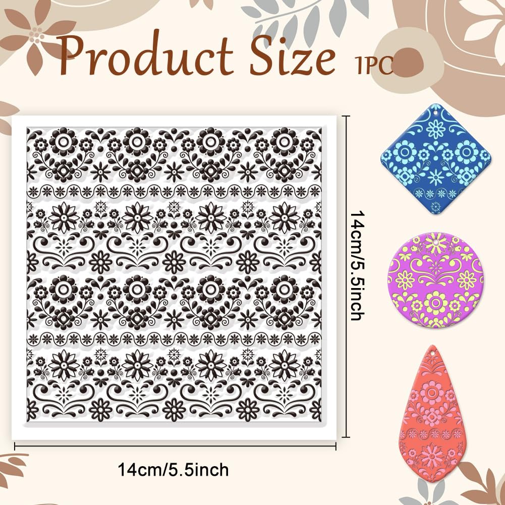 CHGCRAFT Feuilles Texture Silicone Florale - Motifs Mexicains & Fleurs Pour Argile Polymère & Bijoux