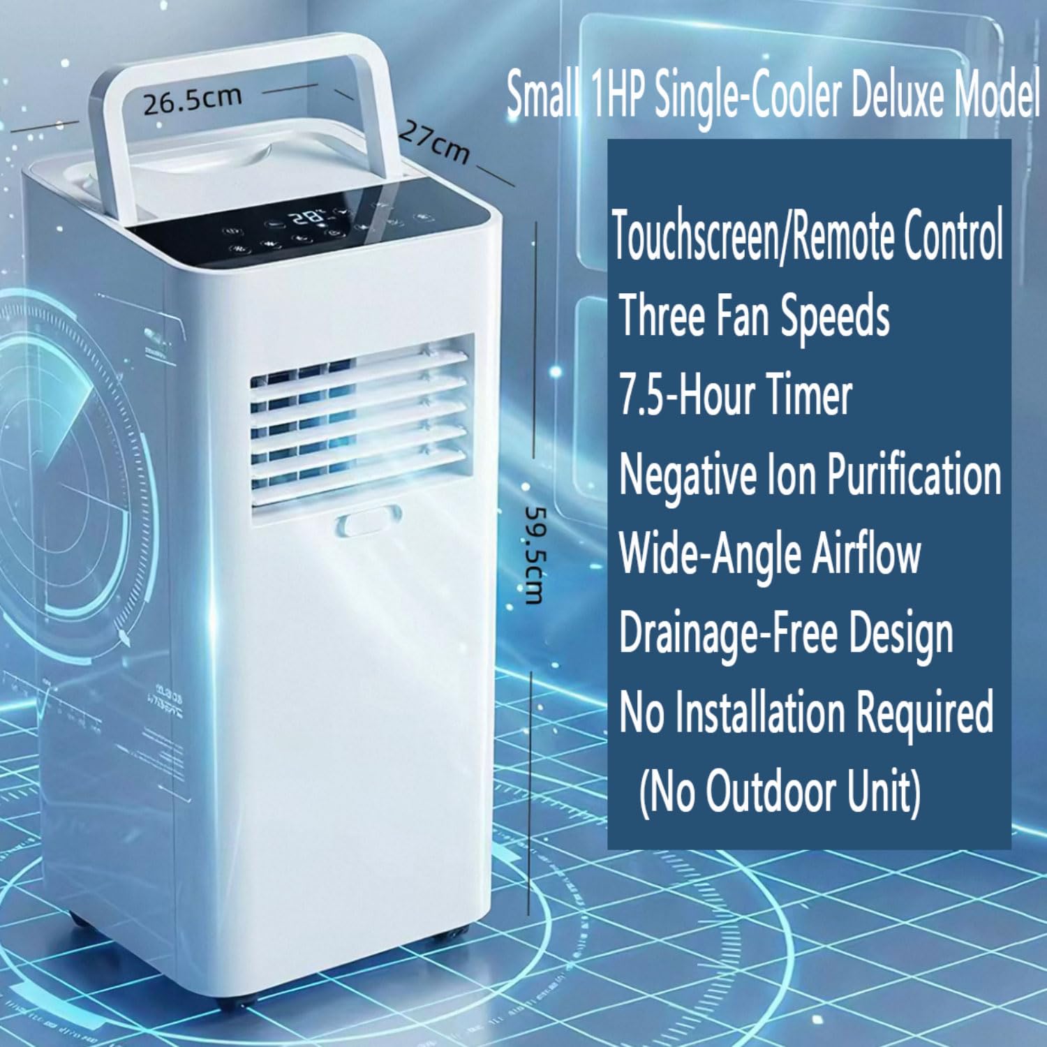 300 Sq Ft Portatile AC, 7000 BTU Cooler Deumidificatore & Ventola con telecomando, Funzionamento silenzioso per soggiorno camera da letto, unità di raffreddamento efficiente dal funzionamento energeti