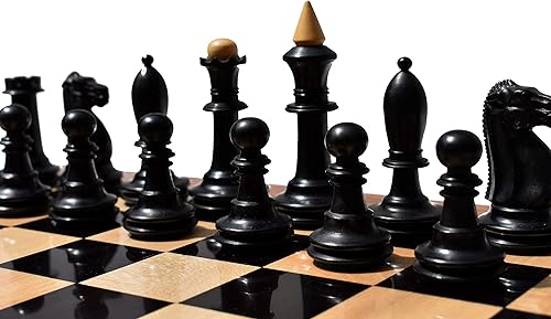 Miniatura 4 de The Chess Empire - Serie Soviética Shkolnik Juego de ajedrez completo de lujo de boj y ebonizado 3.5" King piezas de ajedrez de madera con tablero