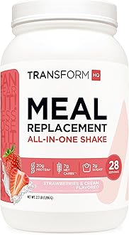 TransformHQ Meal Replacement Shake Powder 28 Servings (Strawberry & Cream) - Gluten Free, Non-GMO