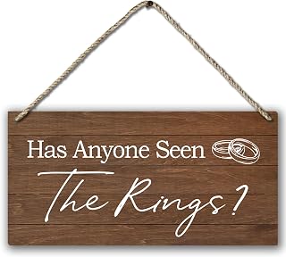 PHAMTE Ring Bearer Sign - Rustic Wedding Decor, 'Here Comes The Bride' Plaque, 12 x 6 Inches