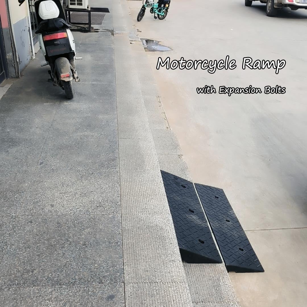YAEGER Rampa de Acceso Rampa de Goma para Bordillos 4/5/6/7/8/9/10cm Alto Rampa Acceso Coche PortáTil para Coches, Sillas de Ruedas, Bicicletas, Motocicletas Rampa de Entrada(2.4")