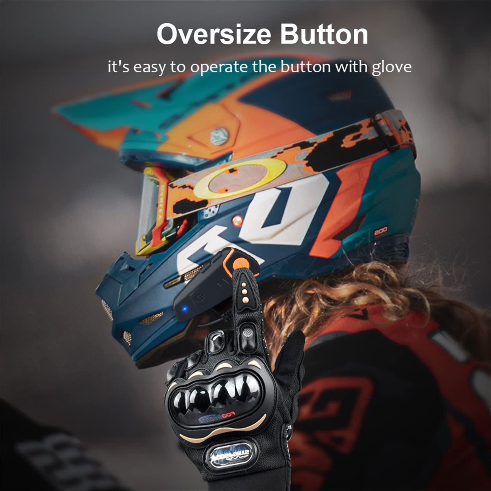 Interfono Bluetooth Per Moto Interfono Per Moto Fuoristrada Casco Bluetooth Auricolare 1000M Bluetooth Sistema Di Comunicazione Per Moto, Vivavoce, FM,1pcs