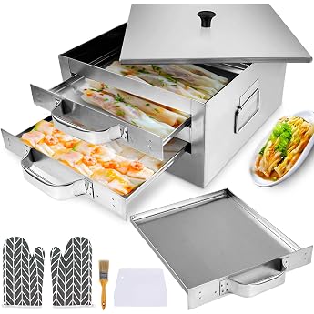 2 Layer Rice Noodle Rolling Steamer Stainless Steel for Home