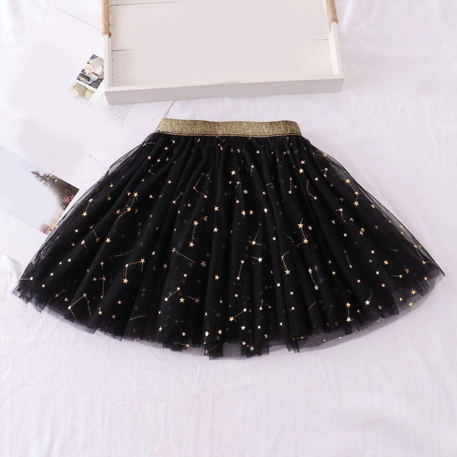 Little Girl Tutu Skirt Baby Toddler Girl Paillette Ballet Tulle Skirt Dance Princess Skirt Birthday (Black, 4-5 Years)