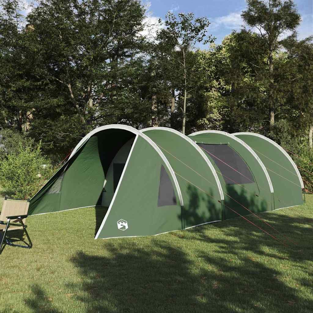 Tunnelzelt für 5 Personen Grün Weiß 805x405x211 cm wasserdicht UV-beständig Familien-Camping Garten Zelt mit Vorzelt Belüftung E-Port Licht-Haken