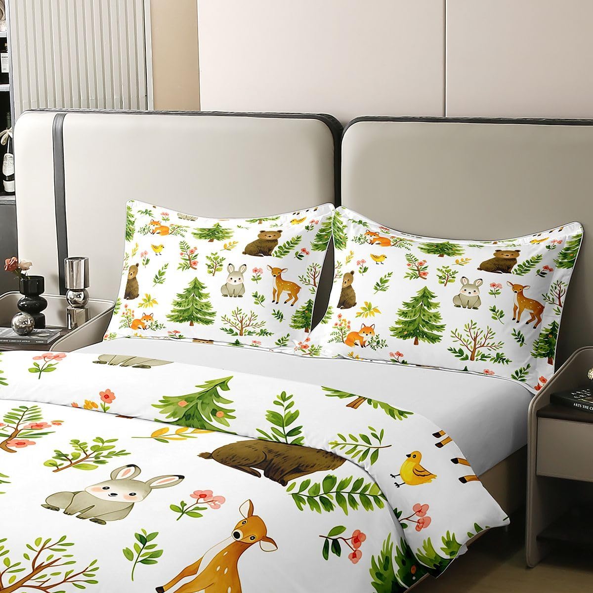 Feelyou Woodland Cotton Duvet Cover Queen Boys