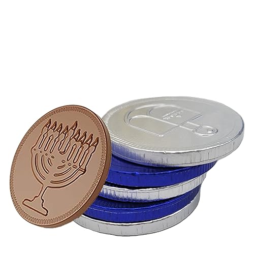 Miniatura 5 de Monedas de chocolate con leche, gel de Hanukkah, monedas azules y plateadas, hechas con chocolate belga de primera calidad, sin gluten, sin OMG,