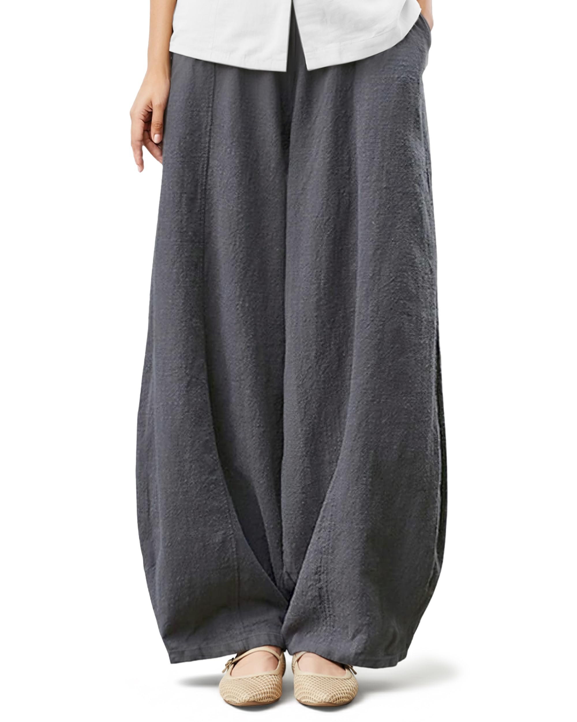 Tapata Womens Baggy Barrel Boho Linen Pants