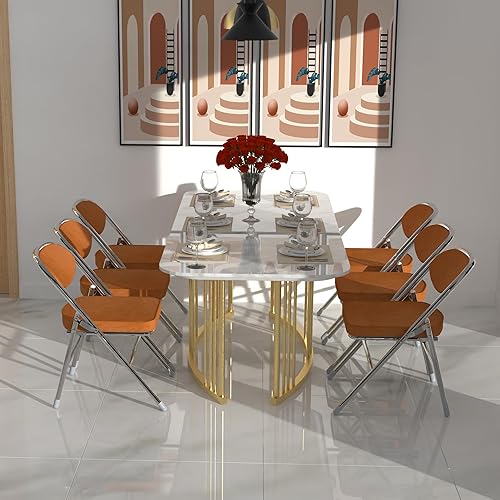 Miniatura 2 de Paquete de 2 sillas plegables acolchadas, silla plegable tapizada de tela de pana y respaldo, asiento comercial apilable portátil con marco de acero