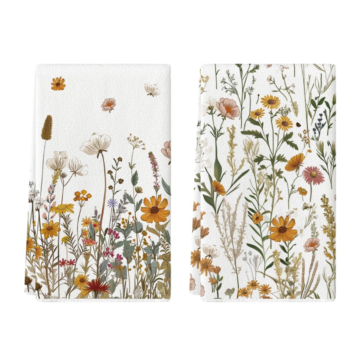 Artoid Mode Daisy Wlid Flowers Floral Fall Kitchen Towels Dish Towels, 18x26 Inch Farmhouse Spring Decoration Hand Towels ...