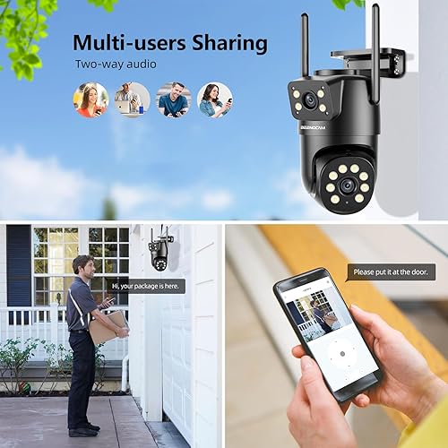 Miniatura 7 de Cámaras de seguridad 2K para exteriores de doble lente, cámaras de visión panorámica de 360 para seguridad del hogar, cámara WiFi para el hogar de