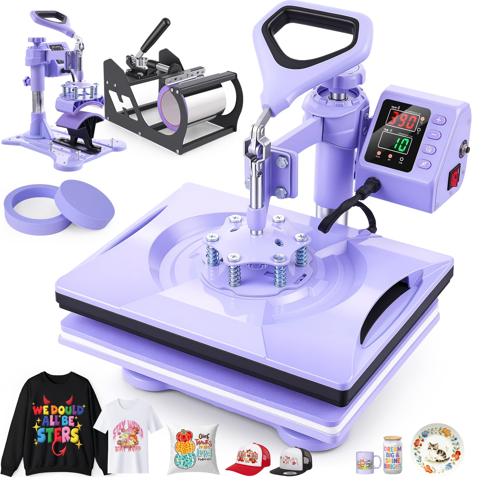 5 in 1 Heat Press Machine, Whubefy Swing Away Shirt Press Machine 12x15Inch