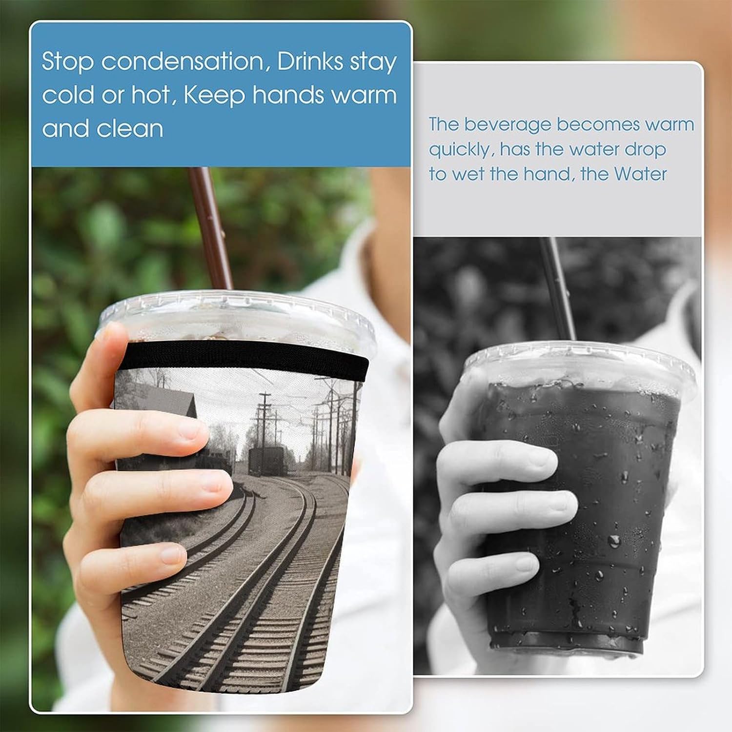 3 Pack Neoprene Cup Sleeves, Stretchy Reusable Drink Cup Cover Universal