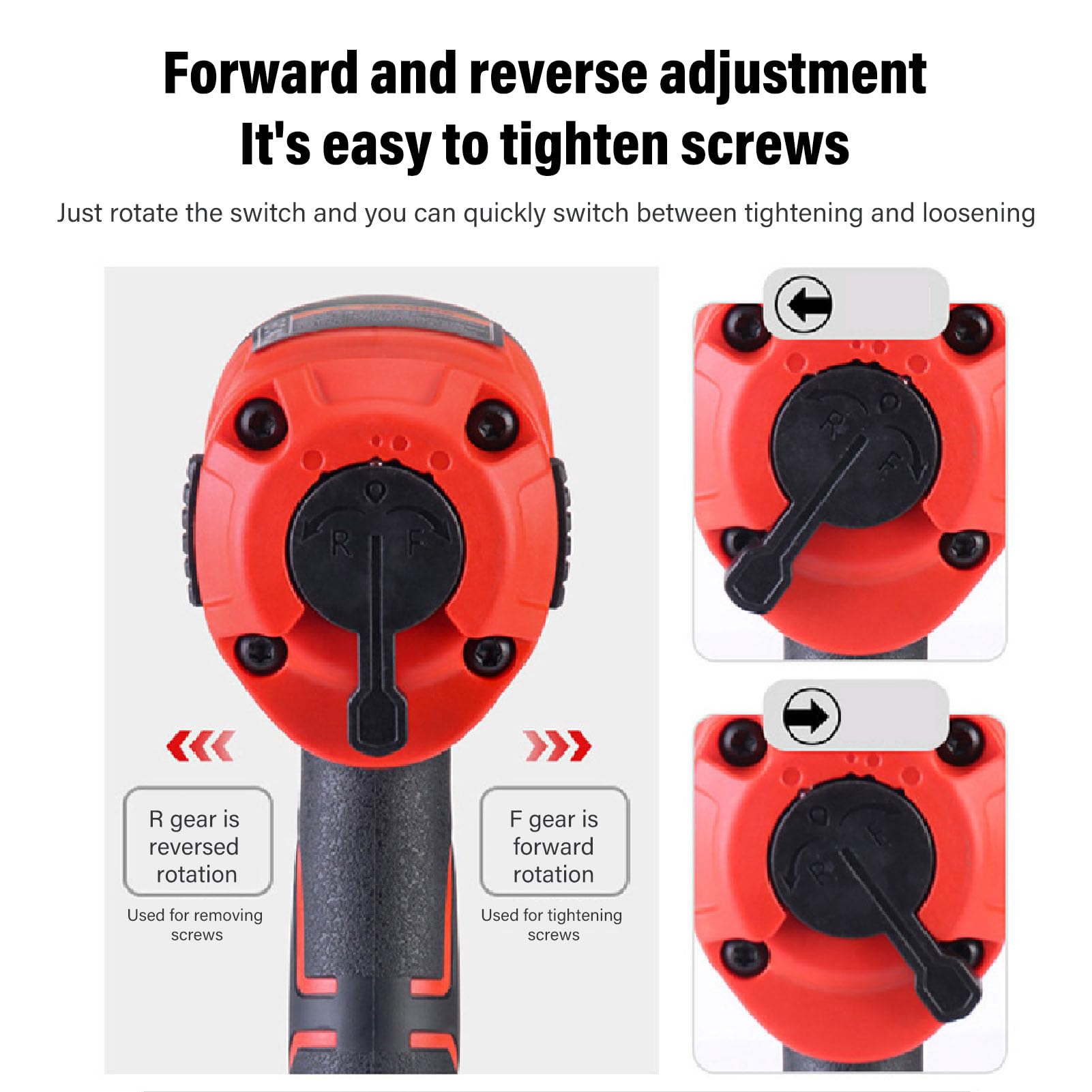 Luocute Chiave D'aria Dell'auto, Chiave Pneumatica Leggera 1,3 Kg con Presa Ergonomica, Guida 1/2in, Torsione 1200n.m, 10000 Giri/min, Regolazione della Rotazione in Avanti, Ambiente