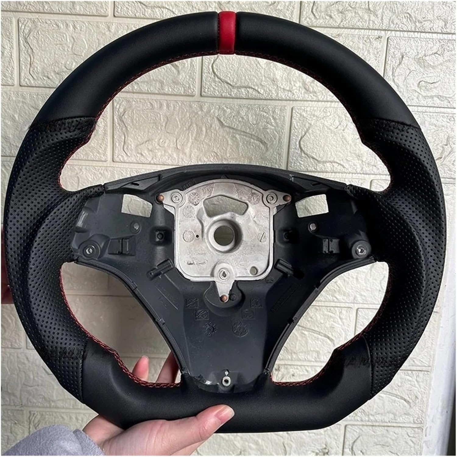 Full Leather Car Steering Wheel Compatible For BMW 1 3 Series E90 E91 E92 E93 E89 E87 E70 E84 E82 E81 328i 335i 135i 325i Car Accessories(Samll Paddle Holes)
