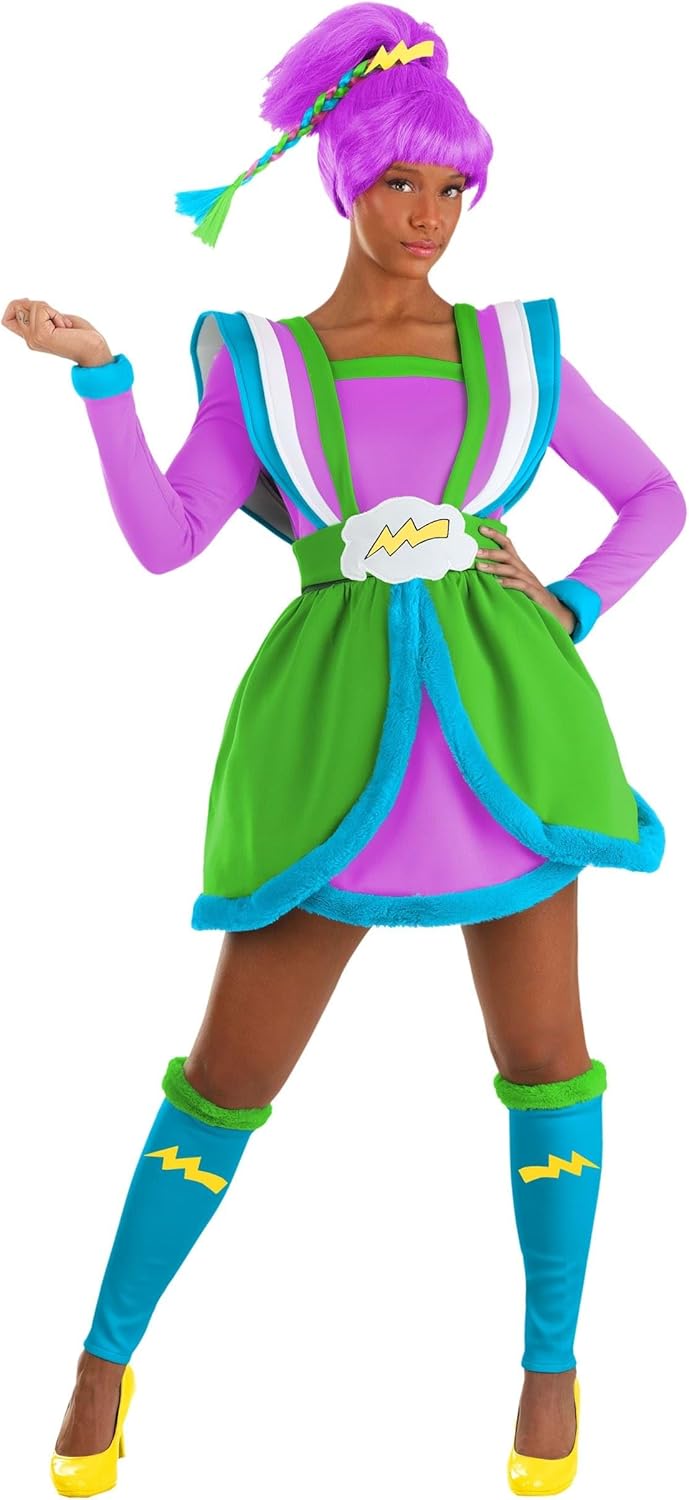Stormy Rainbow Brite Women's Halloween Costume Dazzling Dress with Leg Warmers