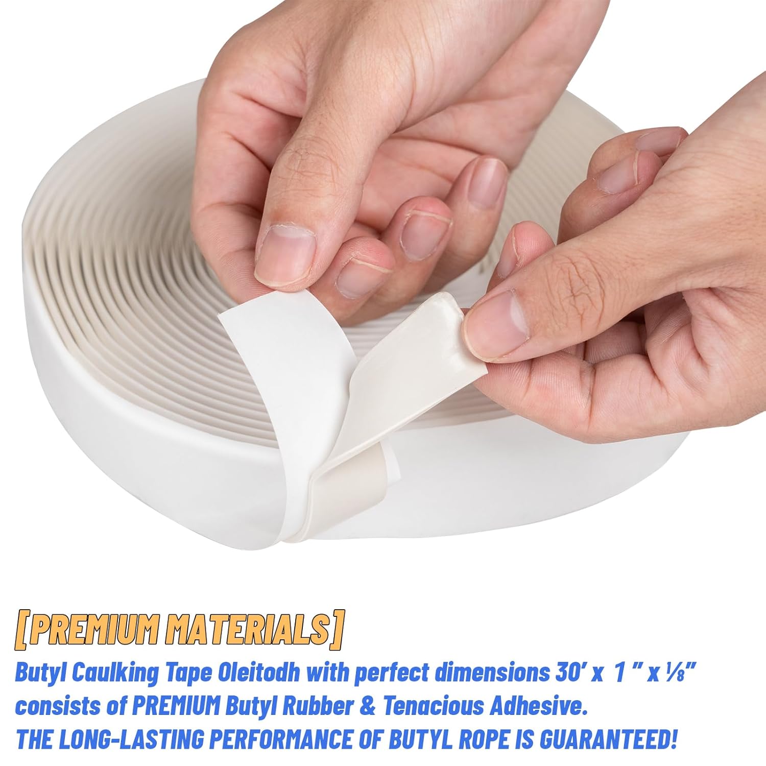 Oleitodh Butyl Seal Putty Tape White1 Inch x 120 Feet(4 Pack),Leak Proof Butal Tape for RV Repair, Window, Boat Sealing, Glass and EDPM Rubber Roof Patching