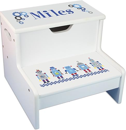 Taburete de almacenamiento personalizado para niños (robots)