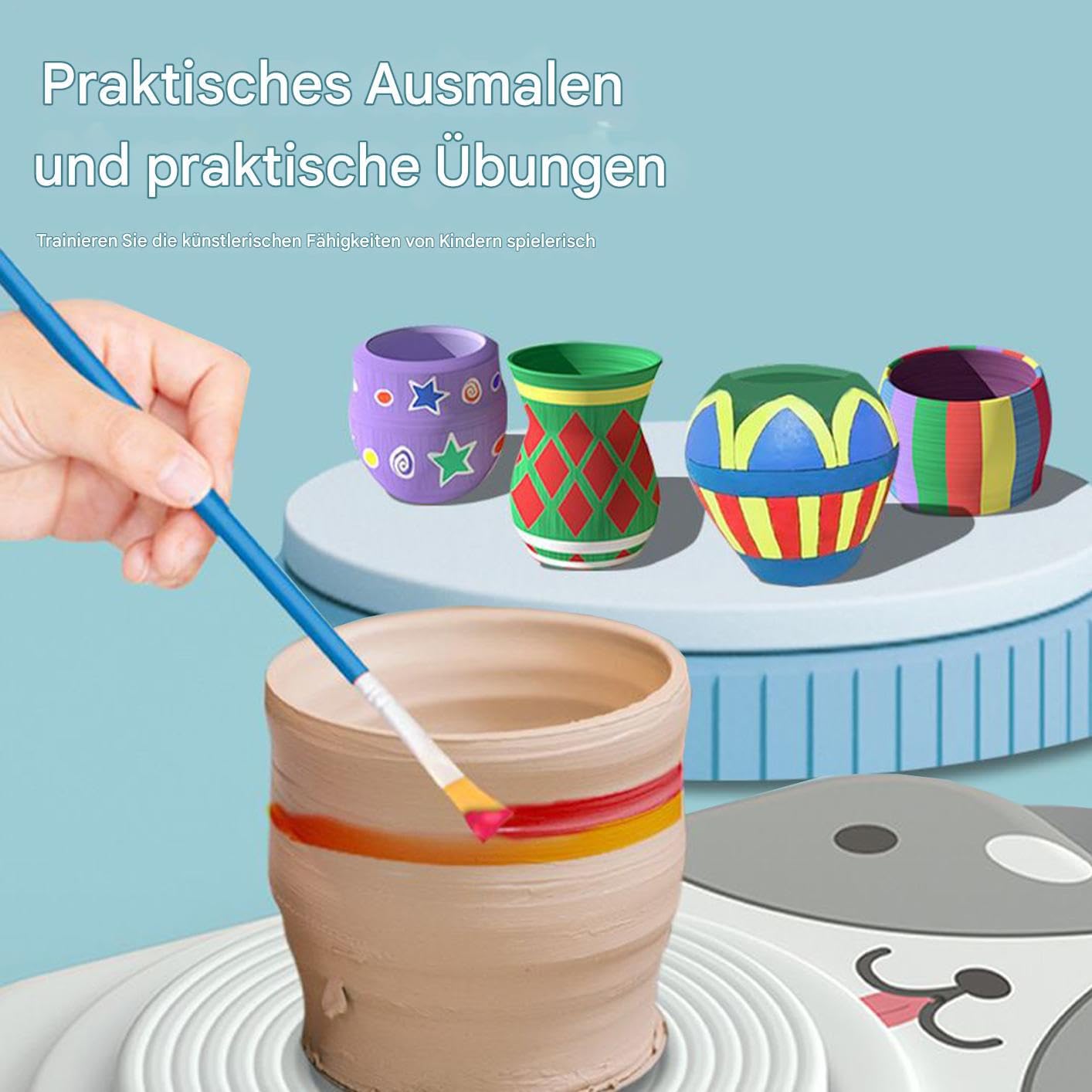 Kinder Töpferscheibe 5V DC USB Kreative Tier Töpferscheibe | Einsteigerfreundliches Kunstset Zum Modellieren Schnitzen Formen Malen Basteln