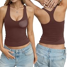 EasyGala Womens Padded Racerback Tank Top Double Lined V Neck Fitted Shirt