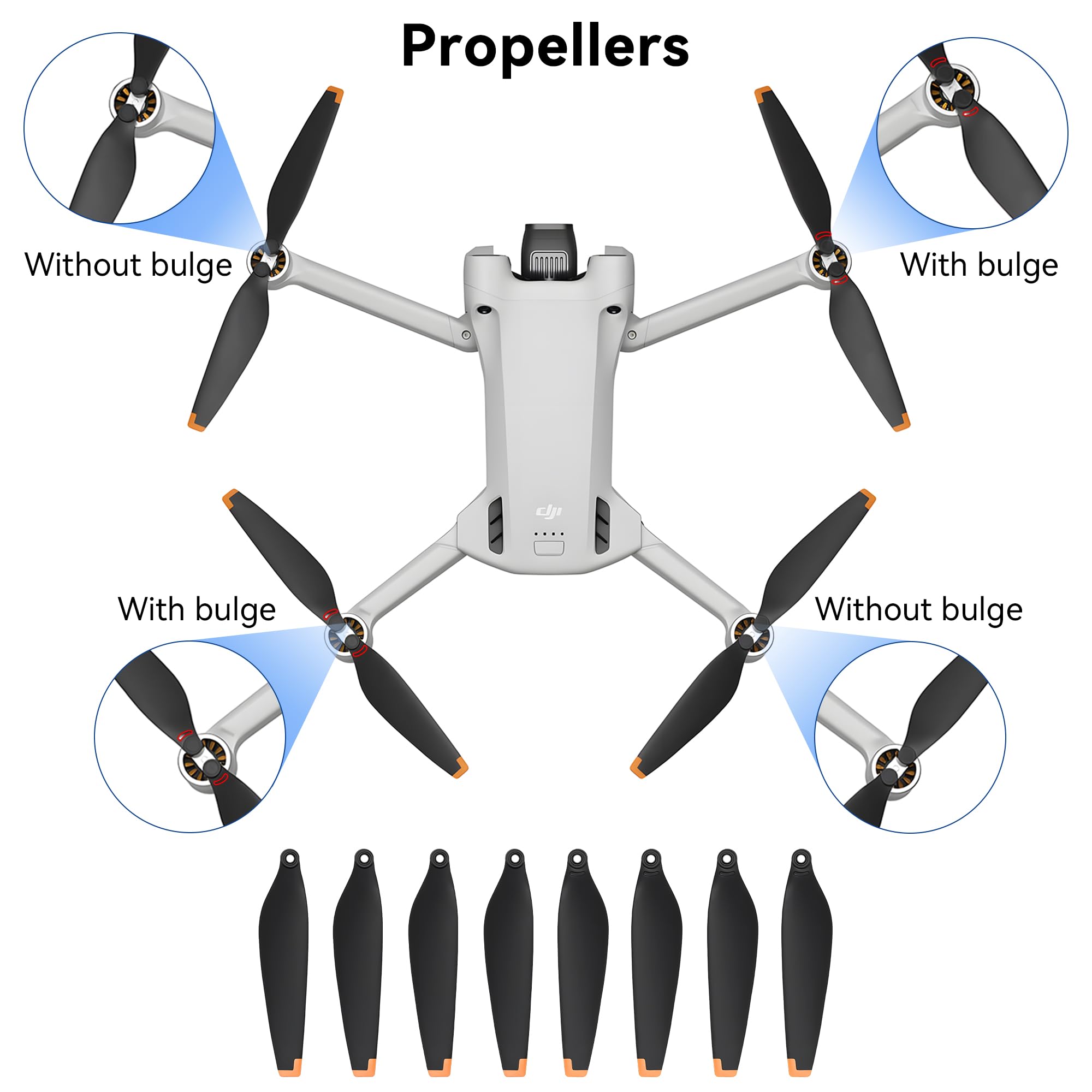Lot de 4 protections d'hélice pour mini 3 Pro - Avec lames de train d'atterrissage pliables - Support d'hélices - Pour drone DJI Mini 3 Pro/Mini 3